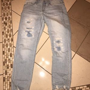 High waisted ripped boyfriend jeans